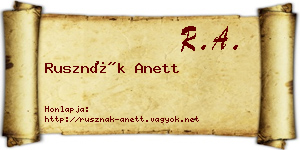 Rusznák Anett névjegykártya